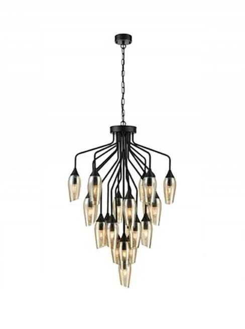 Franklite Taper 22 Light With Amber Glass - Chandeliers Pendant Lights Chandeliers Franklite Taper 22 Light With Amber Glass Pendant Lights