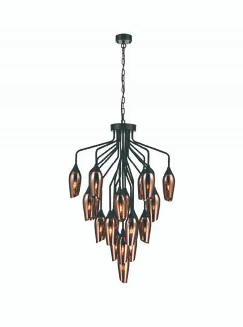 Franklite Taper 22 Light With Copper Glass - Chandeliers Pendant Lights Chandeliers Franklite Taper 22 Light With Copper Glass Pendant Lights
