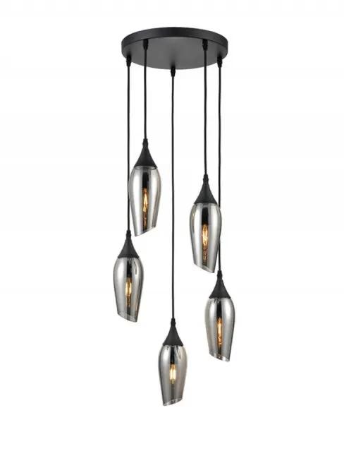Franklite Taper 5 Light Spreader Smoked - Pendant Lights Franklite Taper 5 Light Spreader Smoked Pendant Lights