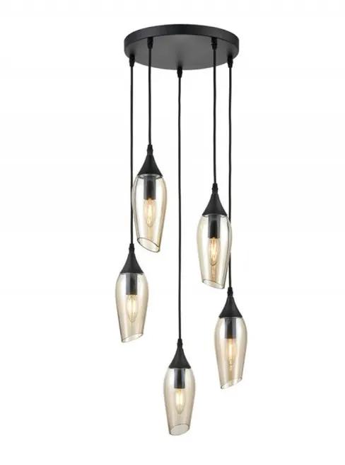 Franklite Taper 5 Light Spreader Amber - Pendant Lights Franklite Taper 5 Light Spreader Amber Pendant Lights