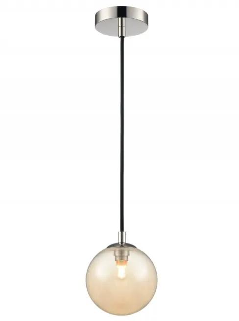 Franklite Globe Pendant Polished Nickel With Amber Glass - Pendant Lights Franklite Globe Pendant Polished Nickel With Amber Glass Pendant Lights