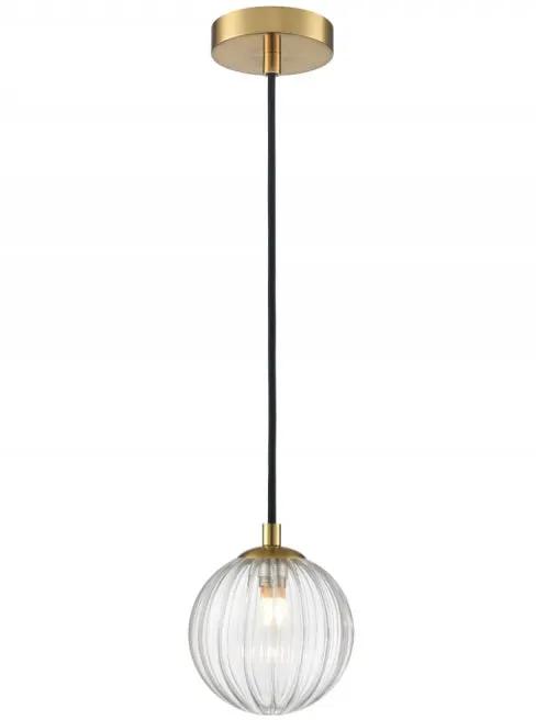 Franklite Globe Pendant Aged Brass With Clear Ribbed Glass - Pendant Lights Franklite Globe Pendant Aged Brass With Clear Ribbed Glass Pendant Lights