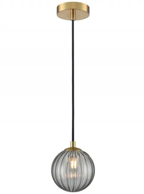 Franklite Globe Pendant Aged Brass With Smoked Ribbed Glass - Pendant Lights Franklite Globe Pendant Aged Brass With Smoked Ribbed Glass Pendant Lights