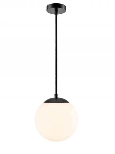 Franklite Globe Rod Pendant Matt Black With Opal Glass. - Pendant Lights Franklite Globe Rod Pendant Matt Black With Opal Glass. Pendant Lights