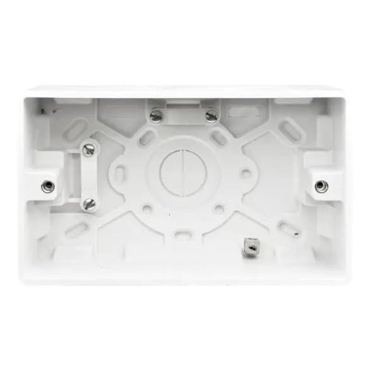 Verve Wht Pattress Box 28mm 2 Gang