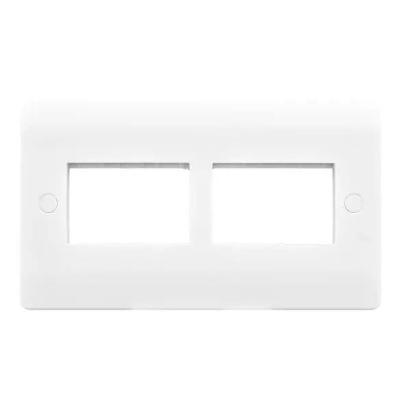 Verve White Micro Grid 6 Gang Plate
