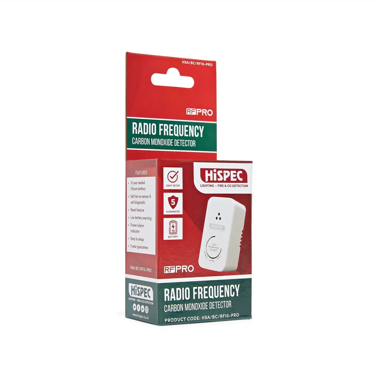 hispec Radio Frequency Battery Carbon Monoxide Alarm powered by a 10yr Sealed Lithium Battery - hispec Radio Frequency Battery Carbon Monoxide Alarm powered by a 10yr Sealed Lithium Battery