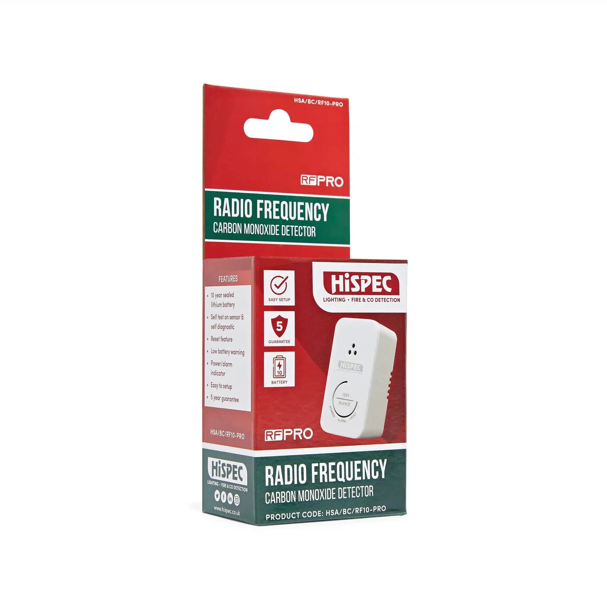 hispec Radio Frequency Battery Carbon Monoxide Alarm powered by a 10yr Sealed Lithium Battery - hispec Radio Frequency Battery Carbon Monoxide Alarm powered by a 10yr Sealed Lithium Battery