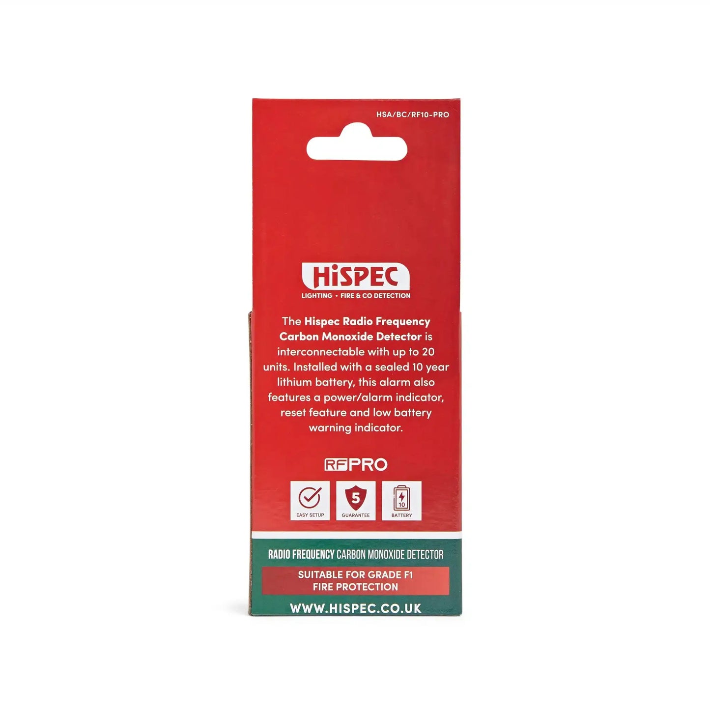 hispec Radio Frequency Battery Carbon Monoxide Alarm powered by a 10yr Sealed Lithium Battery - hispec Radio Frequency Battery Carbon Monoxide Alarm powered by a 10yr Sealed Lithium Battery