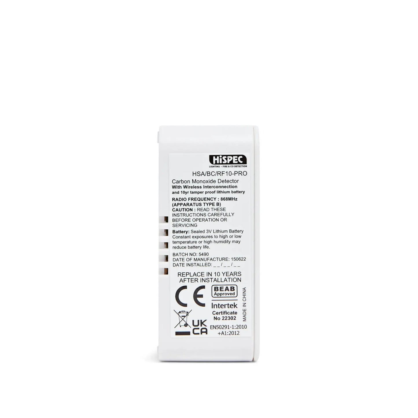 hispec Radio Frequency Battery Carbon Monoxide Alarm powered by a 10yr Sealed Lithium Battery - hispec Radio Frequency Battery Carbon Monoxide Alarm powered by a 10yr Sealed Lithium Battery