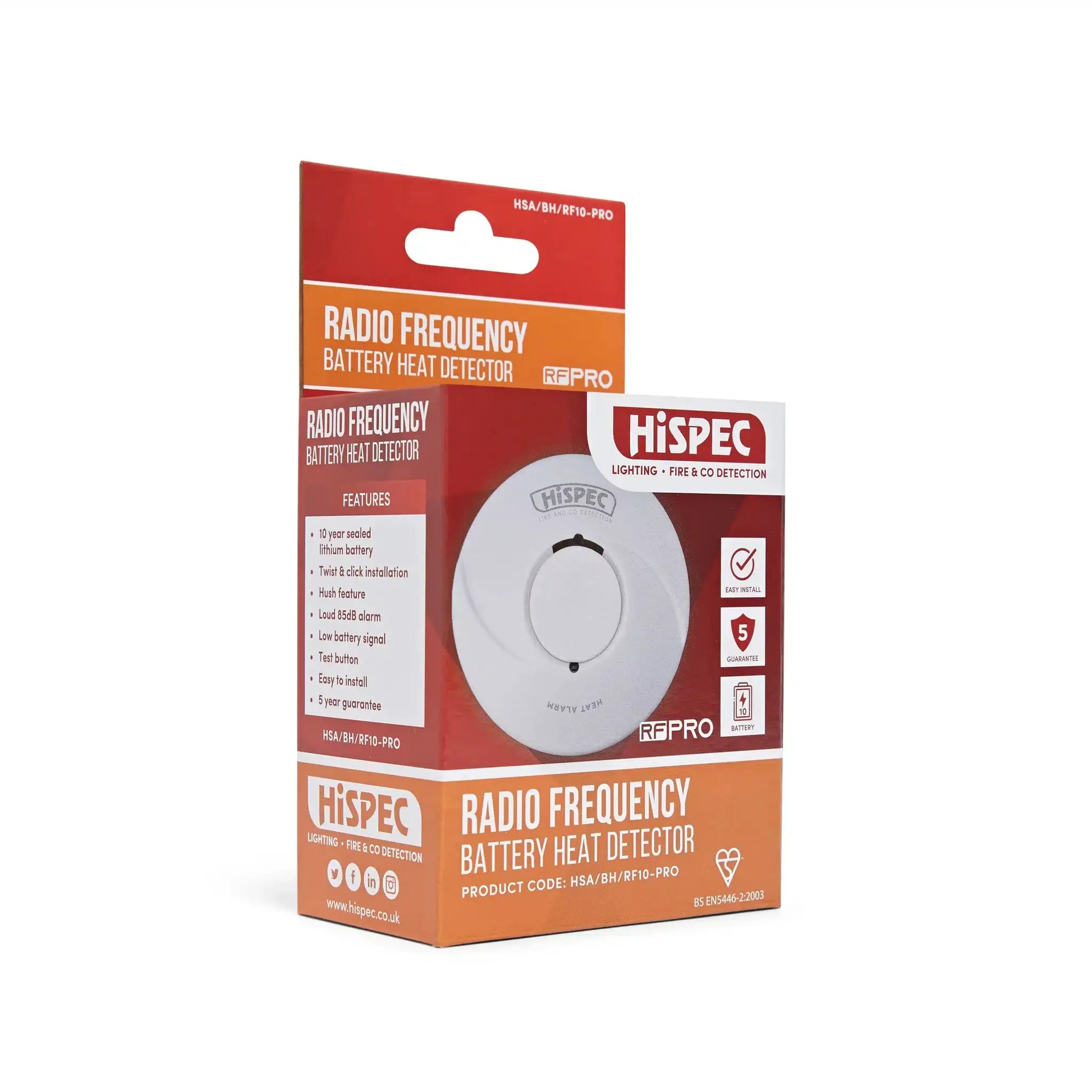 hispec Radio Frequency Lithium Battery Heat Alarm powered by a 10yr Sealed Lithium Battery - hispec Radio Frequency Lithium Battery Heat Alarm powered by a 10yr Sealed Lithium Battery