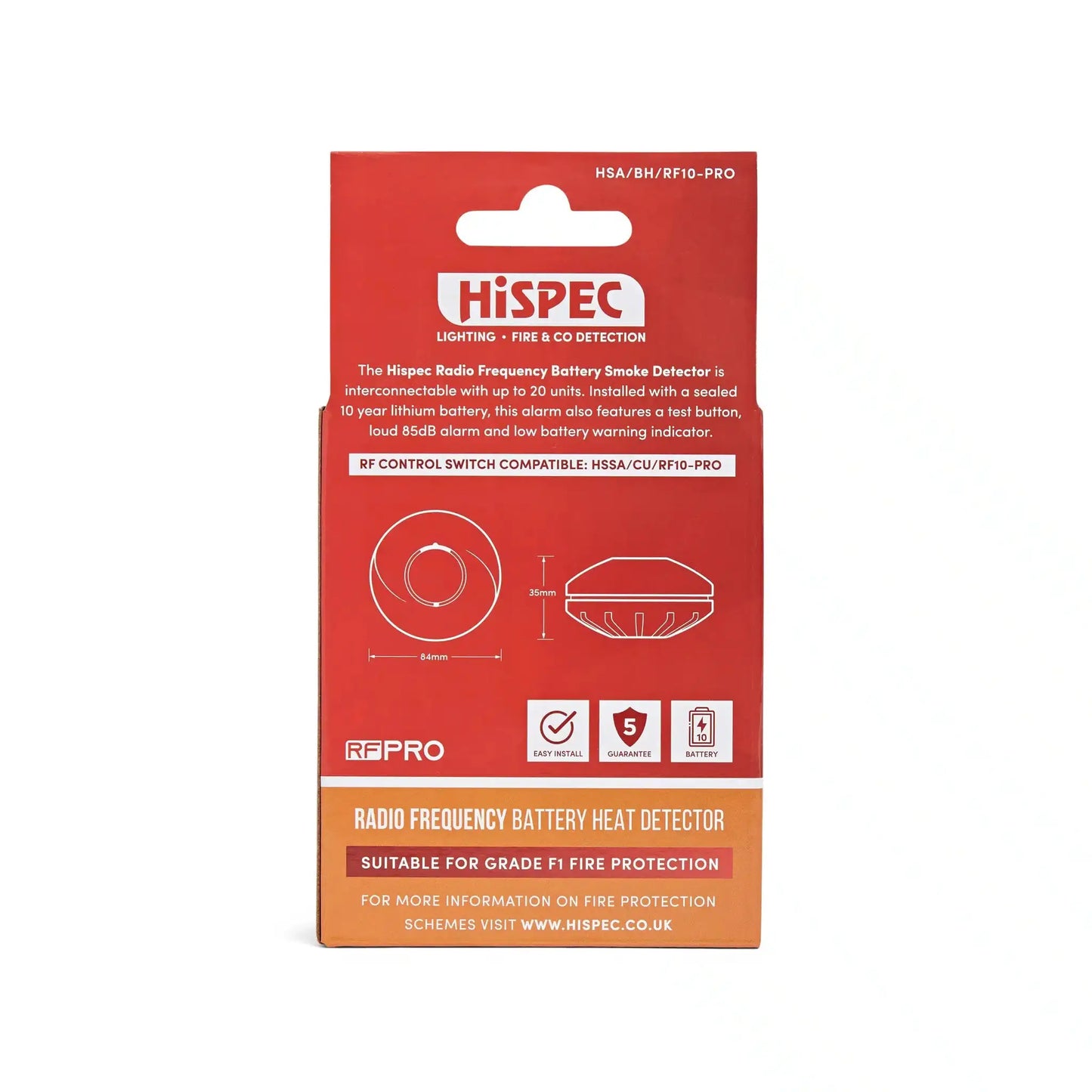 hispec Radio Frequency Lithium Battery Heat Alarm powered by a 10yr Sealed Lithium Battery - hispec Radio Frequency Lithium Battery Heat Alarm powered by a 10yr Sealed Lithium Battery