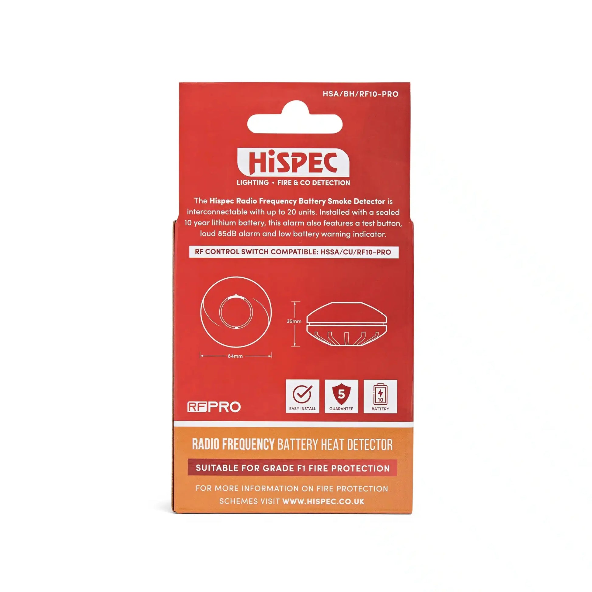 hispec Radio Frequency Lithium Battery Heat Alarm powered by a 10yr Sealed Lithium Battery - hispec Radio Frequency Lithium Battery Heat Alarm powered by a 10yr Sealed Lithium Battery