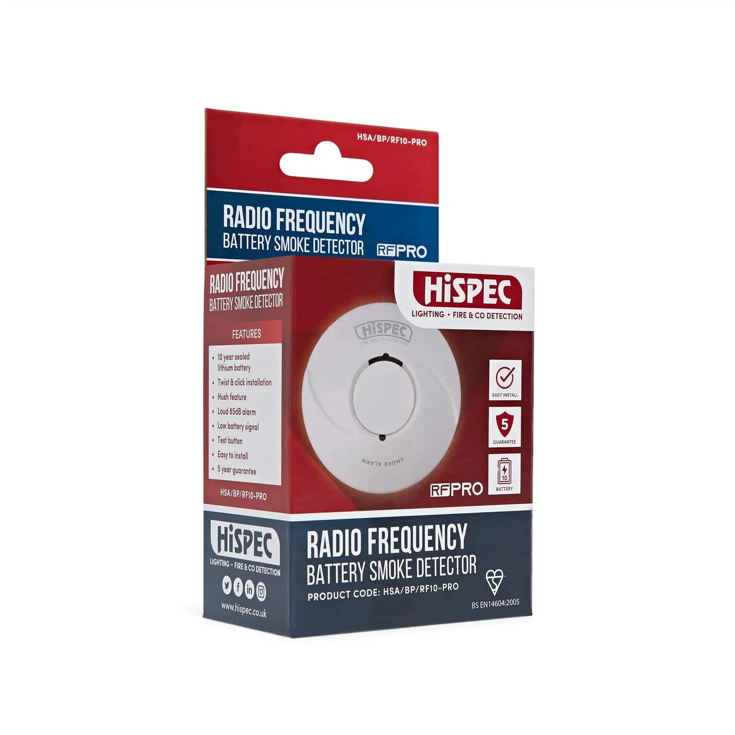 hispec Radio Frequency Lithium Battery Smoke Alarm powered by a 10yr Sealed Lithium Battery - hispec Radio Frequency Lithium Battery Smoke Alarm powered by a 10yr Sealed Lithium Battery