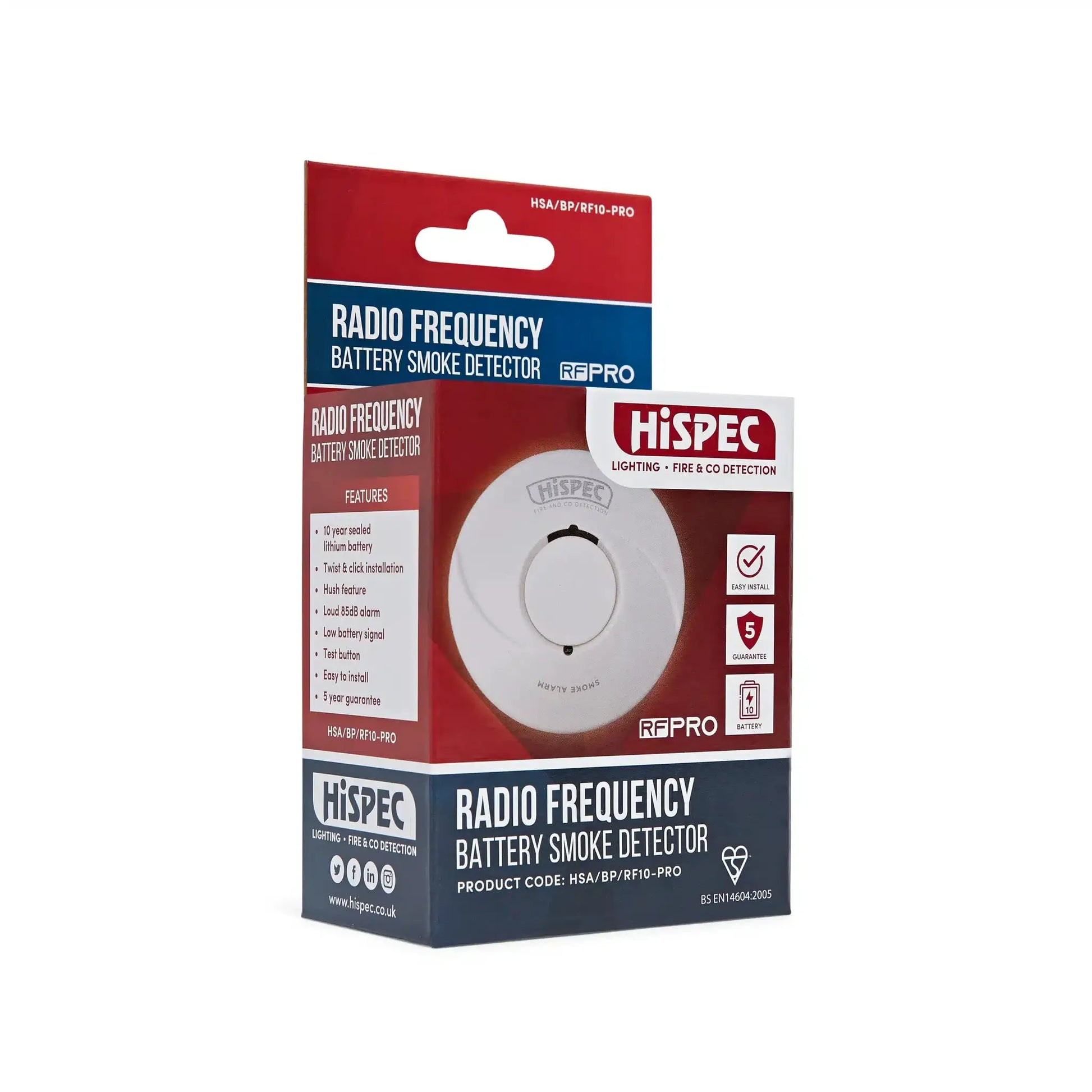 hispec Radio Frequency Lithium Battery Smoke Alarm powered by a 10yr Sealed Lithium Battery - hispec Radio Frequency Lithium Battery Smoke Alarm powered by a 10yr Sealed Lithium Battery