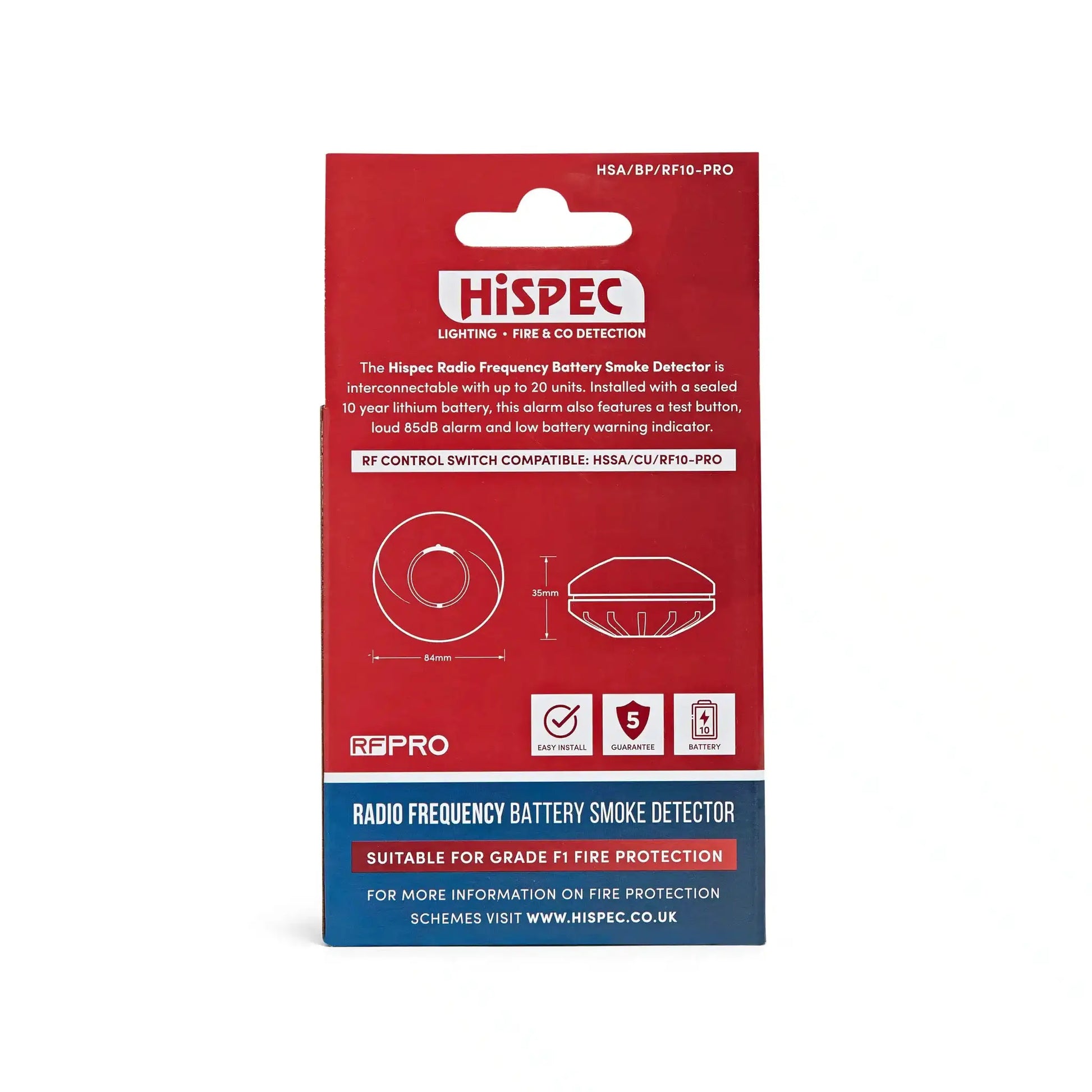hispec Radio Frequency Lithium Battery Smoke Alarm powered by a 10yr Sealed Lithium Battery - hispec Radio Frequency Lithium Battery Smoke Alarm powered by a 10yr Sealed Lithium Battery