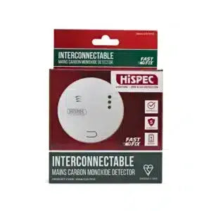 hispec Interconnectable Fast Fix Mains Carbon Monoxide Alarm with 10yr Rechargeable Lithium Battery Back - hispec Interconnectable Fast Fix Mains Carbon Monoxide Alarm with 10yr Rechargeable Lithium Battery Back