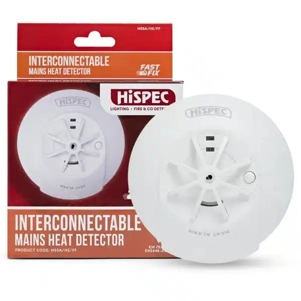 hispec Interconnectable Fast Fix Mains Heat Alarm with 9v Backup Battery Included - hispec Interconnectable Fast Fix Mains Heat Alarm with 9v Backup Battery Included