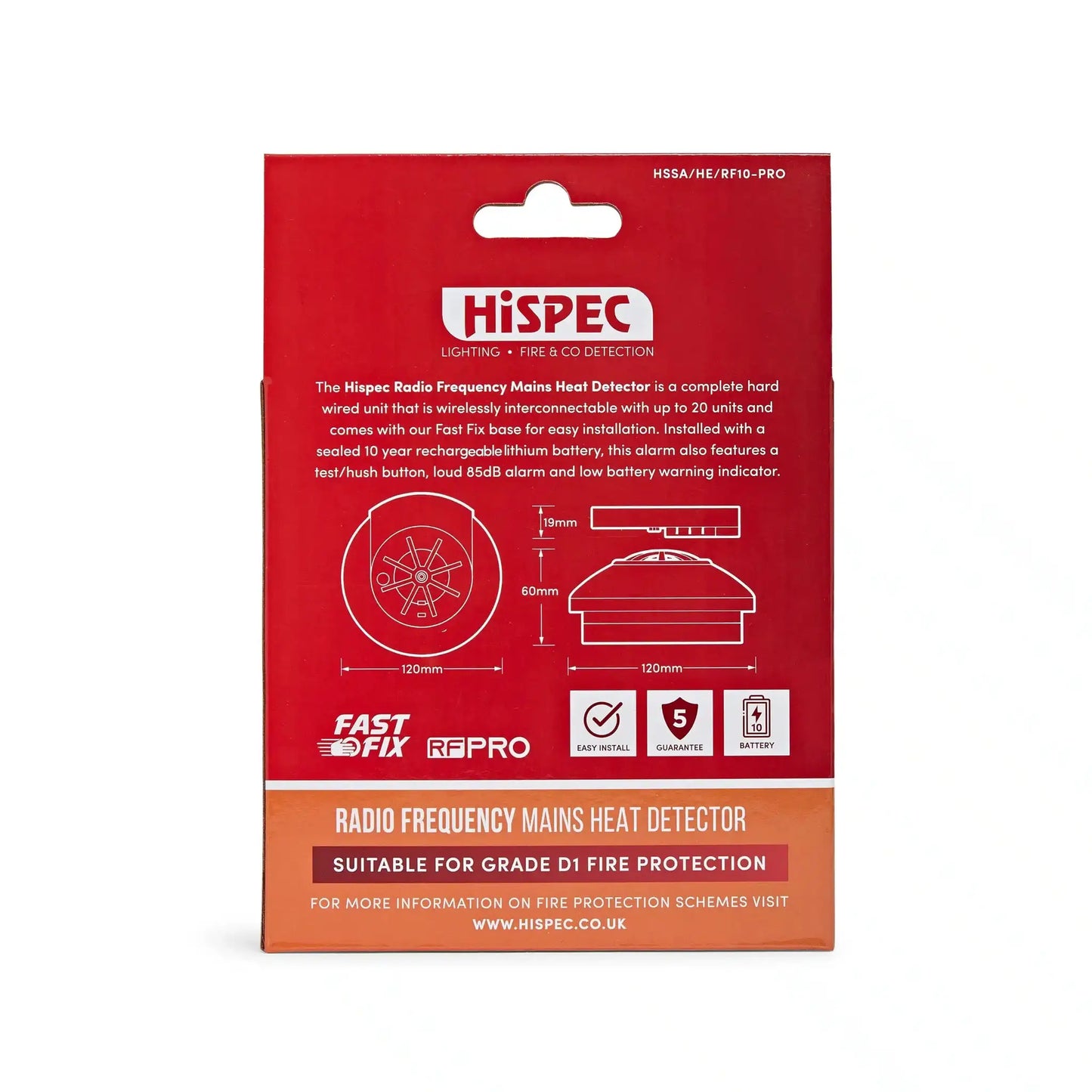 hispec Radio Frequency Mains Heat Alarm with 10yr Rechargeable Lithium Battery Backup RF10-PRO - hispec Radio Frequency Mains Heat Alarm with 10yr Rechargeable Lithium Battery Backup RF10-PRO