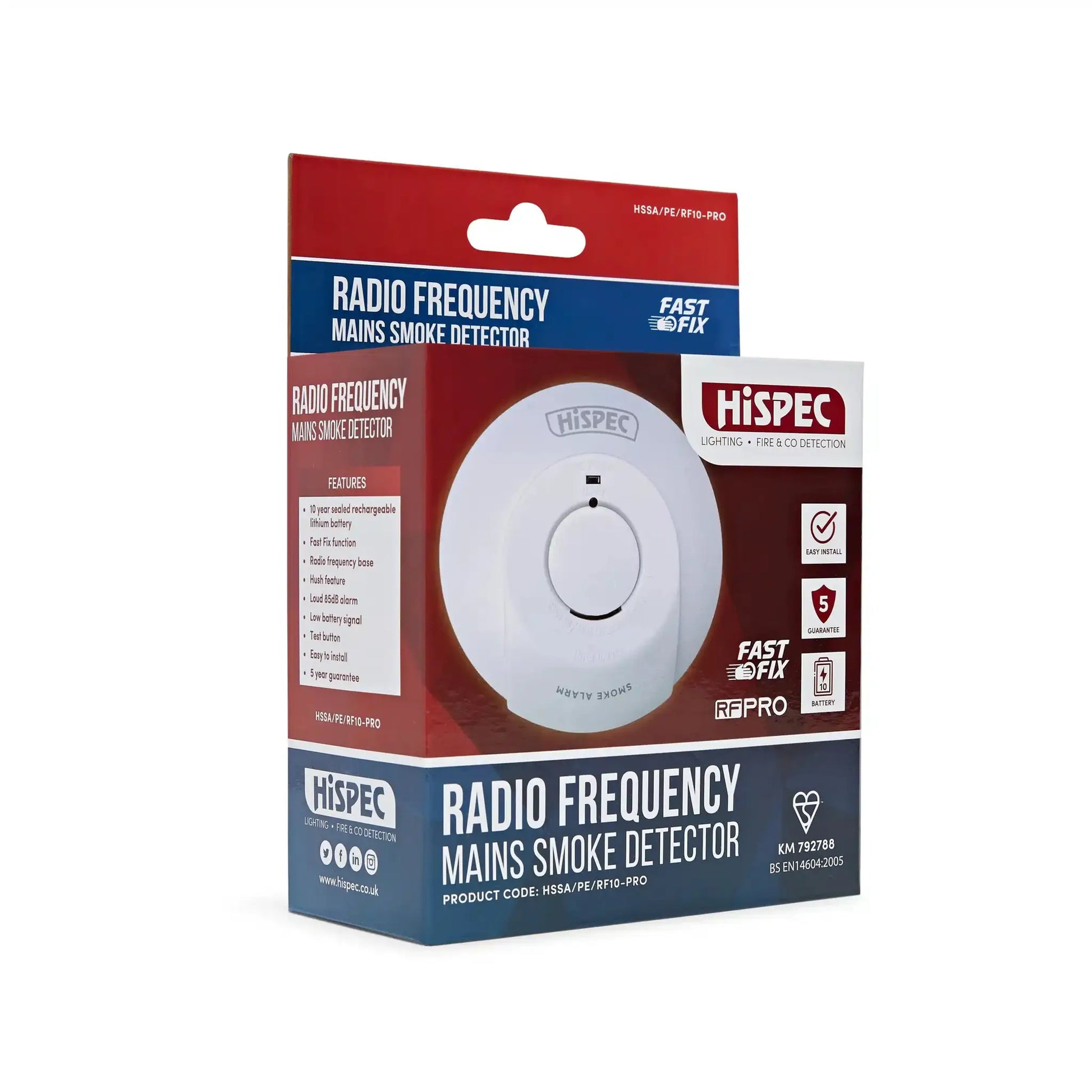 hispec Radio Frequency Mains Smoke Alarm with 10yr Rechargeable Lithium Battery Backup RF10-PRO - hispec Radio Frequency Mains Smoke Alarm with 10yr Rechargeable Lithium Battery Backup RF10-PRO