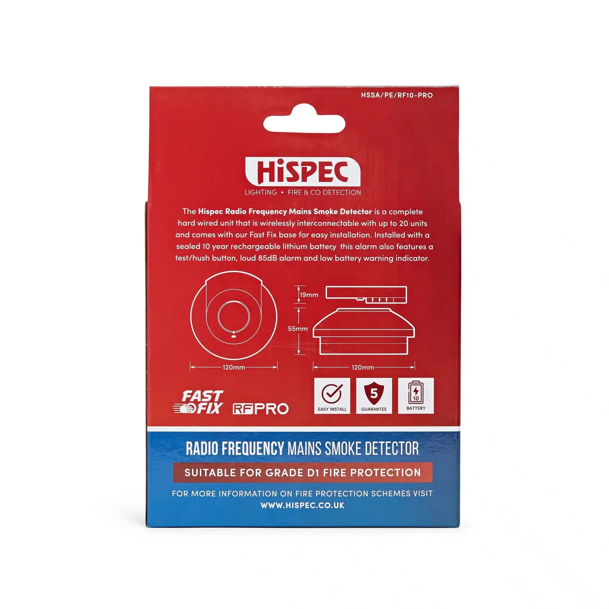 hispec Radio Frequency Mains Smoke Alarm with 10yr Rechargeable Lithium Battery Backup RF10-PRO - hispec Radio Frequency Mains Smoke Alarm with 10yr Rechargeable Lithium Battery Backup RF10-PRO