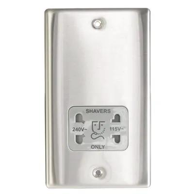 Electrical Lighting BG 115/230V Dual Voltage Shaver Socket Brushed Steel NBS20G - Electrical Lighting BG 115/230V Dual Voltage Shaver Socket Brushed Steel NBS20G