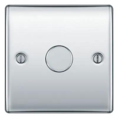 Electrical Lighting BG 200W 1 Gang 2 Way Push Dimmer Switch Polished Chrome NPC81 - Electrical Lighting BG 200W 1 Gang 2 Way Push Dimmer Switch Polished Chrome NPC81