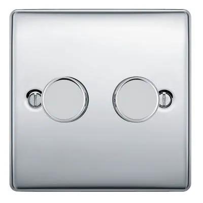 Electrical Lighting BG 200W 2 Gang 2 Way Push Dimmer Switch Polished Chrome NPC82 - Electrical Lighting BG 200W 2 Gang 2 Way Push Dimmer Switch Polished Chrome NPC82