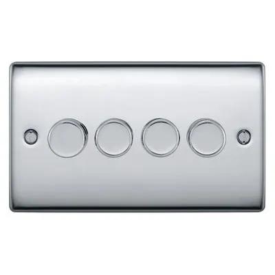 BG British General BG 200W 4 Gang 2 Way Push Dimmer Switch Polished Chrome NPC84 - BG British General BG 200W 4 Gang 2 Way Push Dimmer Switch Polished Chrome NPC84