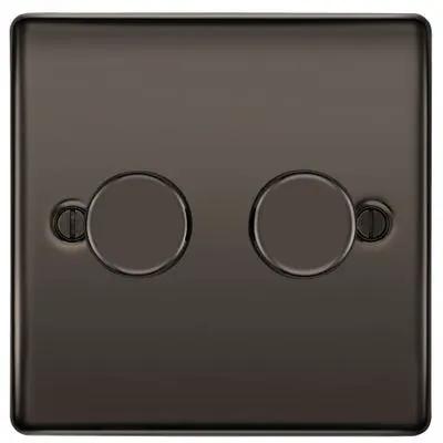 Electrical Lighting BG 200W 2 Gang 2 Way Push Dimmer Switch Black Nickel NBN82 - Electrical Lighting BG 200W 2 Gang 2 Way Push Dimmer Switch Black Nickel NBN82