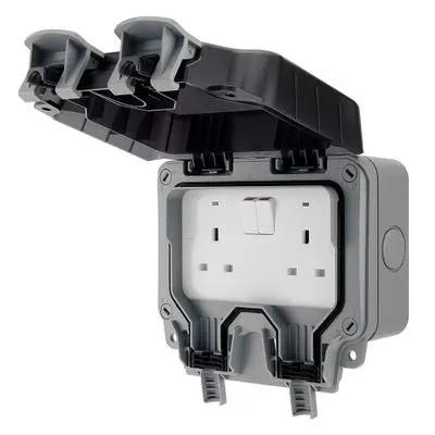 Electrical Lighting BG 13A 2 Gang IP66 Weatherproof Switched Socket WP22-01 - Electrical Lighting BG 13A 2 Gang IP66 Weatherproof Switched Socket WP22-01