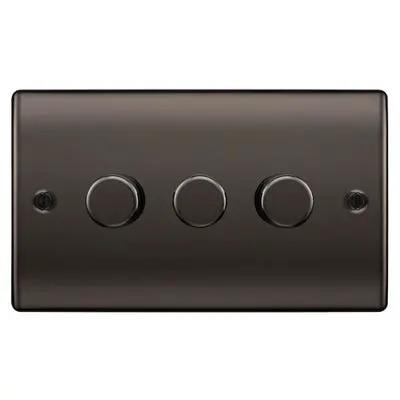 Electrical Lighting BG 200W 3 Gang 2 Way Push Dimmer Switch Black Nickel NBN83 - Electrical Lighting BG 200W 3 Gang 2 Way Push Dimmer Switch Black Nickel NBN83