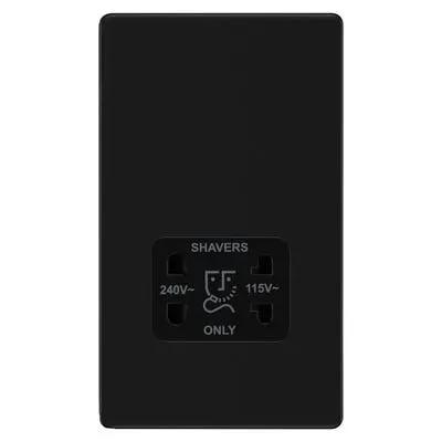 Electrical Lighting BG Screwless 115-230V Dual Voltage Shaver Socket Matt Black FFB20B - Electrical Lighting BG Screwless 115-230V Dual Voltage Shaver Socket Matt Black FFB20B
