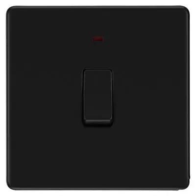 Electrical Lighting BG Screwless 20A 1 Gang DP Neon Switch Matt Black FFB31 - Electrical Lighting BG Screwless 20A 1 Gang DP Neon Switch Matt Black FFB31