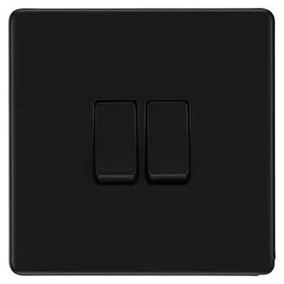 BG British General BG Screwless 20A 2 Gang 2 Way Light Switch Matt Black FFB42 - BG British General BG Screwless 20A 2 Gang 2 Way Light Switch Matt Black FFB42
