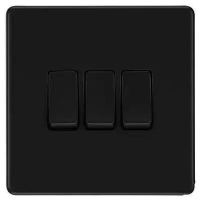 BG British General BG Screwless 20A 3 Gang 2 Way Light Switch Matt Black FFB43 - BG British General BG Screwless 20A 3 Gang 2 Way Light Switch Matt Black FFB43