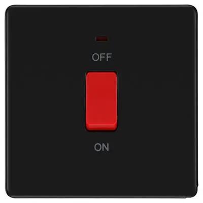 Electrical Lighting BG Screwless 45A DP Neon Switch Matt Black FFB74 - Electrical Lighting BG Screwless 45A DP Neon Switch Matt Black FFB74