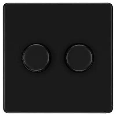 Electrical Lighting BG Screwless 200W 2 Gang 2 Way Push Dimmer Switch Matt Black FFB82 - Electrical Lighting BG Screwless 200W 2 Gang 2 Way Push Dimmer Switch Matt Black FFB82