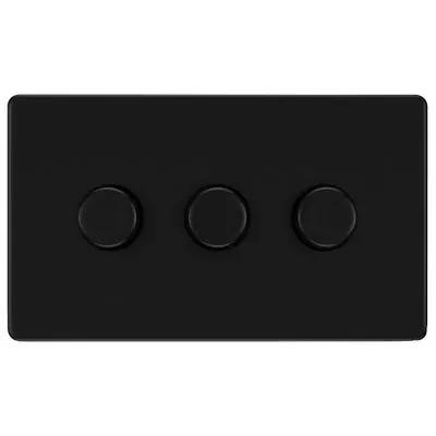 Electrical Lighting BG Screwless 200W 3 Gang 2 Way Push Dimmer Switch Matt Black FFB83 - Electrical Lighting BG Screwless 200W 3 Gang 2 Way Push Dimmer Switch Matt Black FFB83