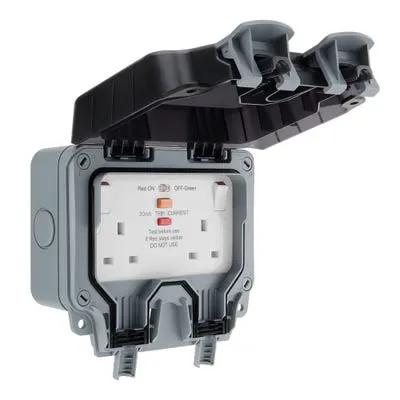 Electrical Lighting BG Storm 13A 2 Gang IP66 Latching RCD Switched Socket WP22ARCD - Electrical Lighting BG Storm 13A 2 Gang IP66 Latching RCD Switched Socket WP22ARCD