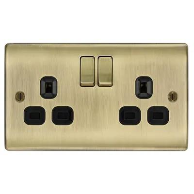 Electrical Lighting BG 13A 2 Gang DP Switched Socket Antique Brass NAB22B - Electrical Lighting BG 13A 2 Gang DP Switched Socket Antique Brass NAB22B