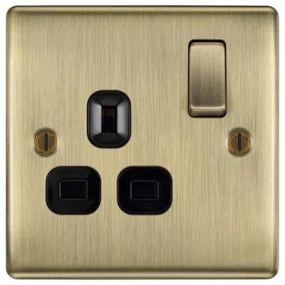 Electrical Lighting BG 13A 1 Gang DP Switched Socket Antique Brass NAB21B - Electrical Lighting BG 13A 1 Gang DP Switched Socket Antique Brass NAB21B