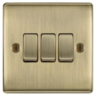BG British General BG 20A 16AX 3 Gang 2 Way Light Switch Antique Brass NAB43-01 - BG British General BG 20A 16AX 3 Gang 2 Way Light Switch Antique Brass NAB43-01