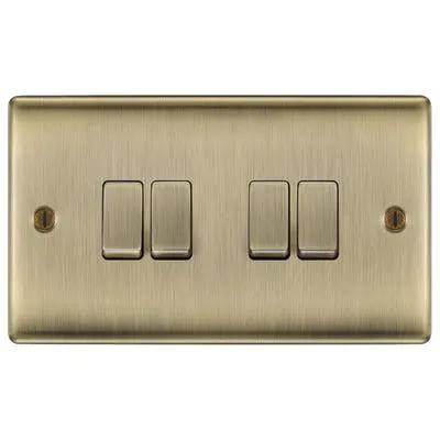 Electrical Lighting BG 20A 16AX 4 Gang 2 Way Light Switch Antique Brass NAB44-01 - Electrical Lighting BG 20A 16AX 4 Gang 2 Way Light Switch Antique Brass NAB44-01