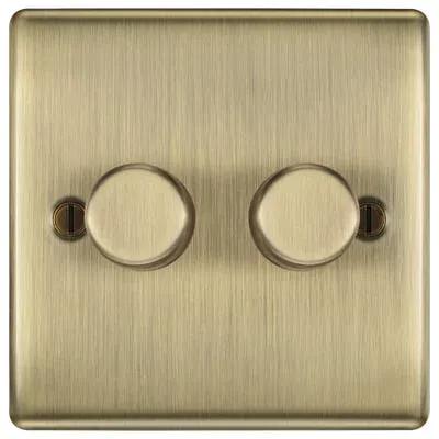 BG British General BG 200W 2 Gang 2 Way Dimmer Light Switch Push Antique Brass NAB82-01 - BG British General BG 200W 2 Gang 2 Way Dimmer Light Switch Push Antique Brass NAB82-01