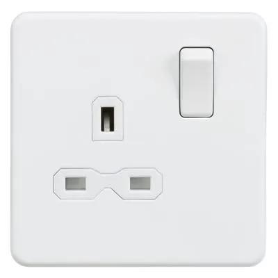 Electrical Lighting Knightsbridge Screwless 13A 1 Gang DP Switched Socket Matt White SFR7000MW - Electrical Lighting Knightsbridge Screwless 13A 1 Gang DP Switched Socket Matt White SFR7000MW