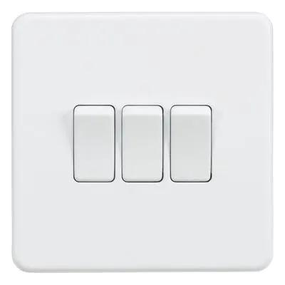 Knightsbridge Knightsbridge Screwless 10AX 3 Gang 2 Way Light Switch Matt White SF4000MW - Knightsbridge Knightsbridge Screwless 10AX 3 Gang 2 Way Light Switch Matt White SF4000MW