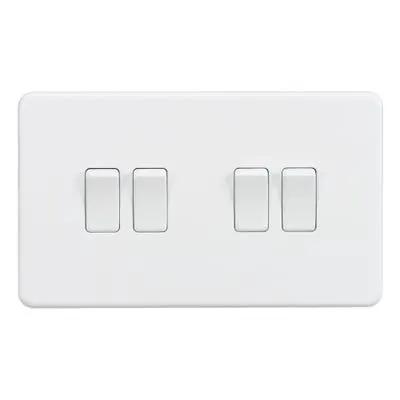 Knightsbridge Knightsbridge Screwless 10AX 4 Gang 2 Way Light Switch Matt White SF4100MW - Knightsbridge Knightsbridge Screwless 10AX 4 Gang 2 Way Light Switch Matt White SF4100MW