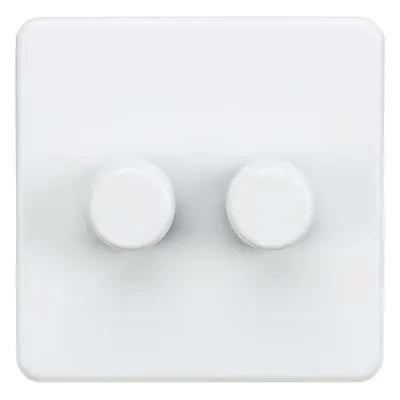 Electrical Lighting Knightsbridge Screwless 200W 2 Gang 2 Way Intelligent Dimmer Matt White SF2192MW - Electrical Lighting Knightsbridge Screwless 200W 2 Gang 2 Way Intelligent Dimmer Matt White SF2192MW