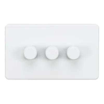 Knightsbridge Knightsbridge Screwless 200W 3 Gang 2 Way Intelligent Dimmer Matt White SF2193MW - Knightsbridge Knightsbridge Screwless 200W 3 Gang 2 Way Intelligent Dimmer Matt White SF2193MW